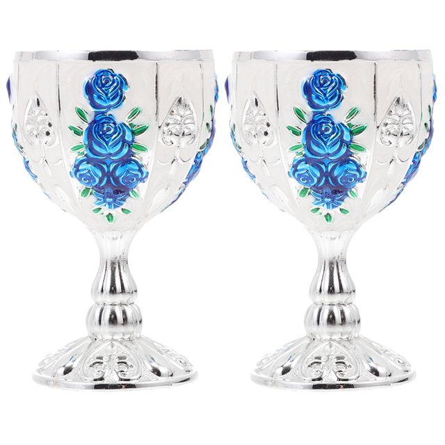 Copa de vino de estilo europeo, copa de vino pequeña de Metal, copa para sorber Vintage, copa de vino de aleación portátil, 2 uds.