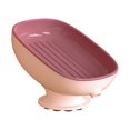 thumbnail image 2 of Inteprter Jabonera de baño, caja de drenaje automático con ventosa, esponja de doble capa, platos fijos sin perforaciones, baño de cocina Juegos de accesorios de baño Rojo, 2 of 6
