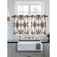 thumbnail image 2 of Boho Black Brown Tier Curtains 36 Inch Length,Sheer Curtains for Bedroom Living Room Window Geometric Southwestern Ethnic Retro Rod Pocket Drapes Kitchen Curtains Small Half Window 27.5"x36" 2 Panels, 2 of 6