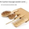 thumbnail image 2 of Peine de masaje con cojín de aire ovalado para niños de cuatro piezas con cola puntiaguda y dientes anchos, peine de bambú y madera, 2 of 6