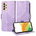 thumbnail image 2 of ELEHOLD For Samsung Galaxy A23 4G Leather Wallet Phone Case, Embossed Diamond Folio Flip Cover, Card Holder Cash Slot, Stand Support, Wrist Strap Lanyard -Purple, 2 of 10