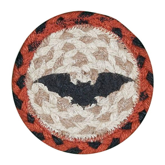 Home Indoor Decorative IC-503 Bat Printed Jute Coaster 5"x5"