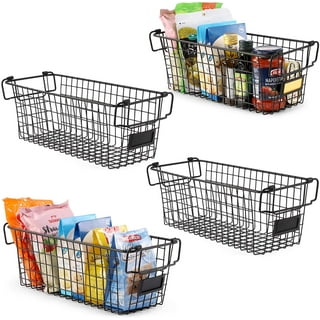 X-cosrack Stackable Wire Baskets for Pantry Organizers and Storage, 3-tier  Food Packet/Can Organizer with 4 Removable Dividers, Large Kitchen Storage