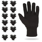 Brown Jersey Gloves 10 Size, Pack of 24 Cotton Work Gloves with Elastic Knit Wrist, Polyester Breathable Gloves for Men and Women, Industrial Gloves for Construction Works, Gardening Gloves