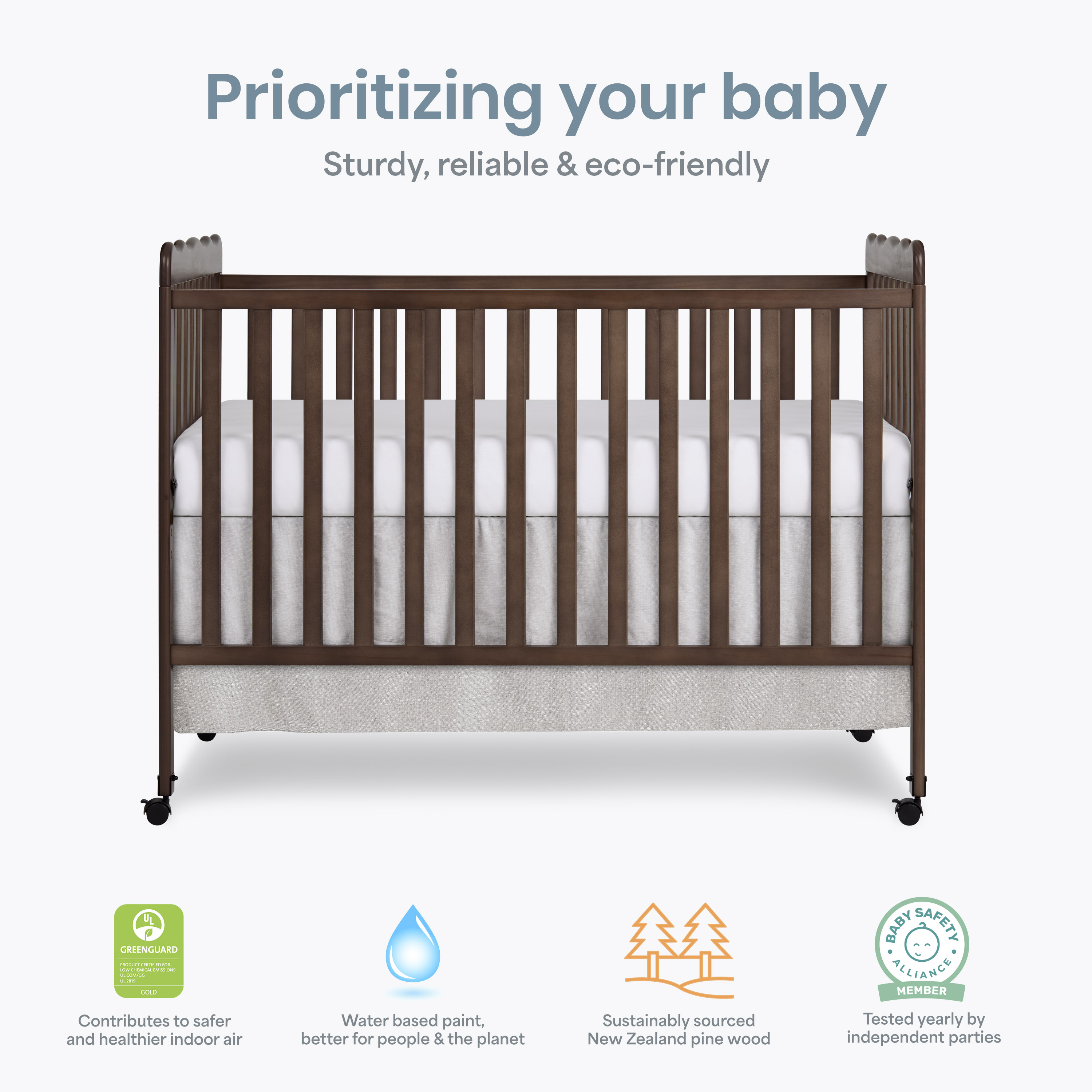 Dream On Me Carson Classic 3-in-1 Convertible Crib in Smokey Oak, Greenguard Gold Certified