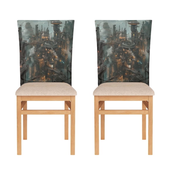 Decorative Chair Back Cover One Size x2 Chair Cover Dining Chair Slipcovers Chair Back Decoration Festival Chair Decoration Steampunk City