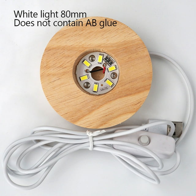 Maoww Light Base Ball Wood Light Holder Decoration Lamp Storage Tray, White Light 80mm Light Base