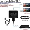 thumbnail image 4 of HDMI Splitter 1 in 2 out, 4K HDMI Splitter with 4FT HDMI cable for dual display copy/mirror, 1x2 HDMI Splitter 1 to 2 amplifiers, 4 of 4