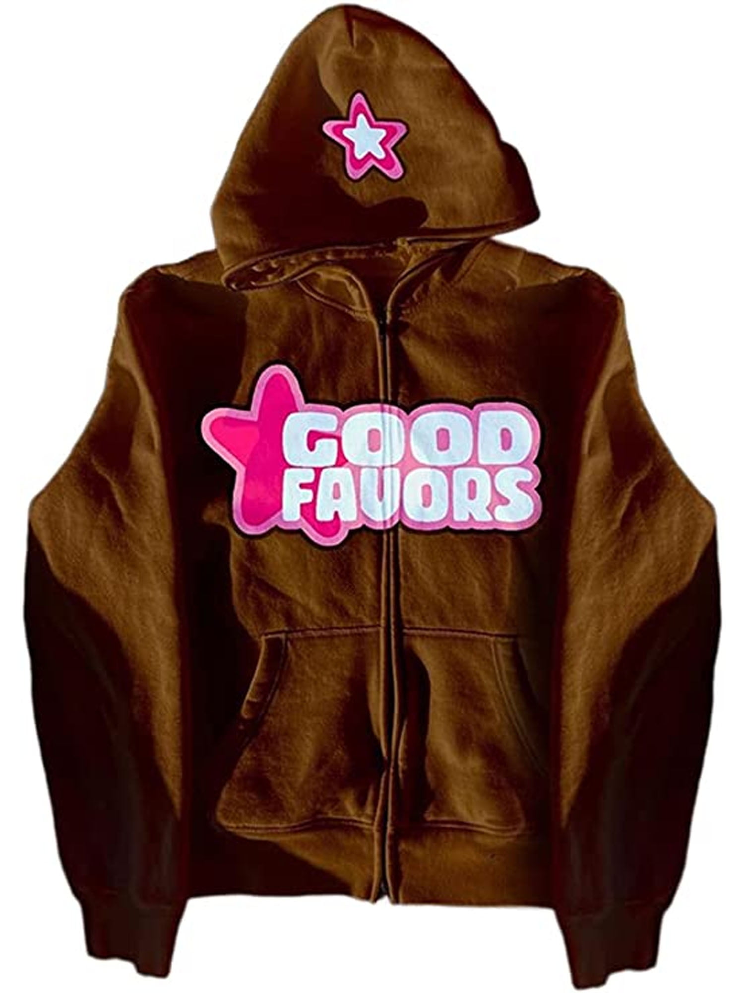 Y2K Graphic Print Zipper Hoodie