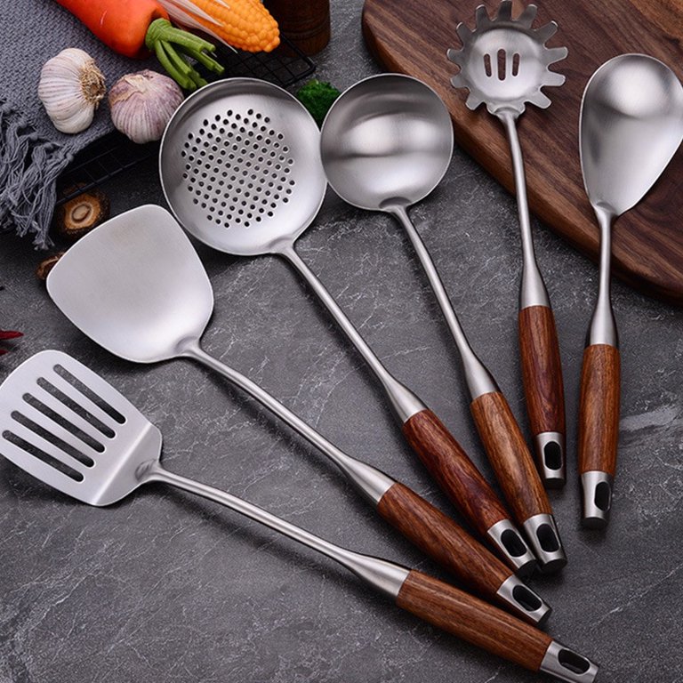 Rosewood Kitchen Utensil Set With Holder, 7-piece Wooden Spoon Set