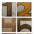 thumbnail image 2 of Juego de decoración de pared numérica Benzara Inc 9 piezas cuadrado de madera multicolor, 2 of 2