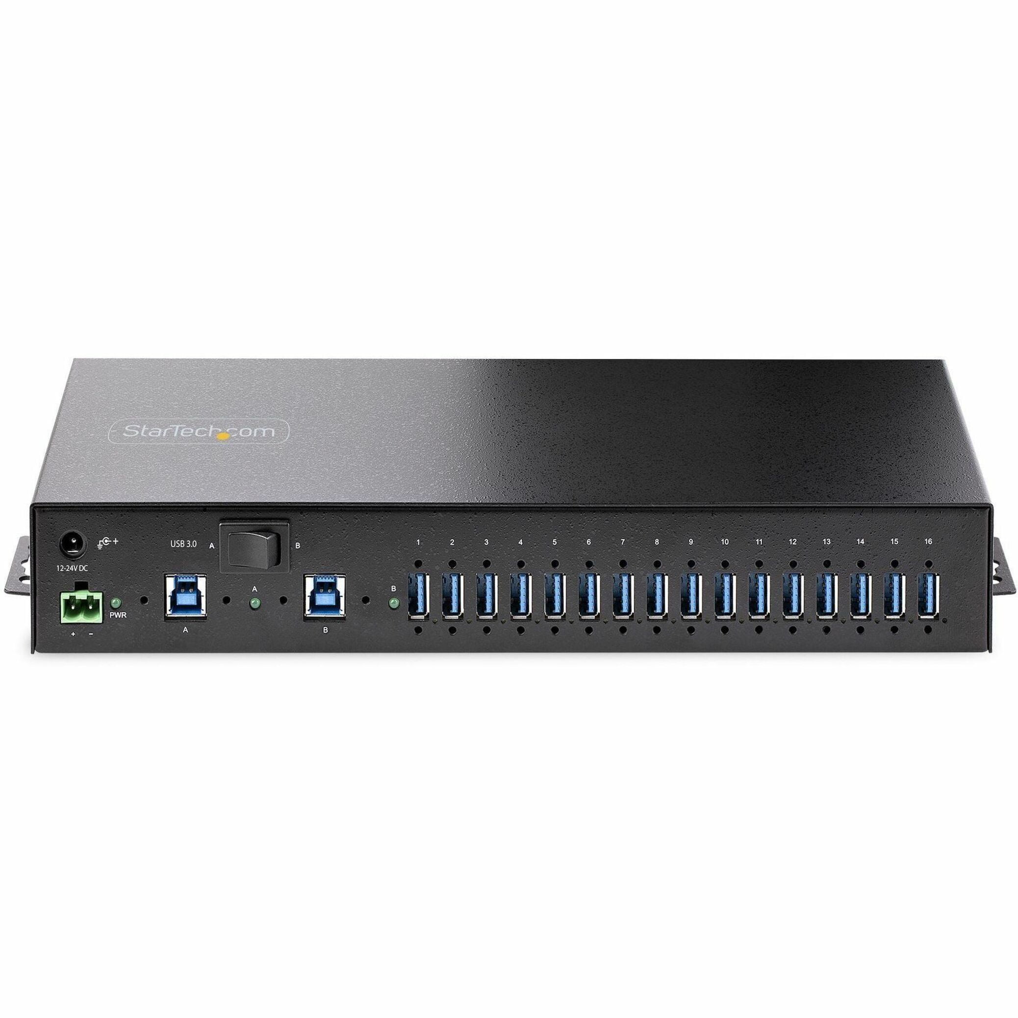 StarTech 16-Port Industrial USB 5Gbps Hub with Power Adapter