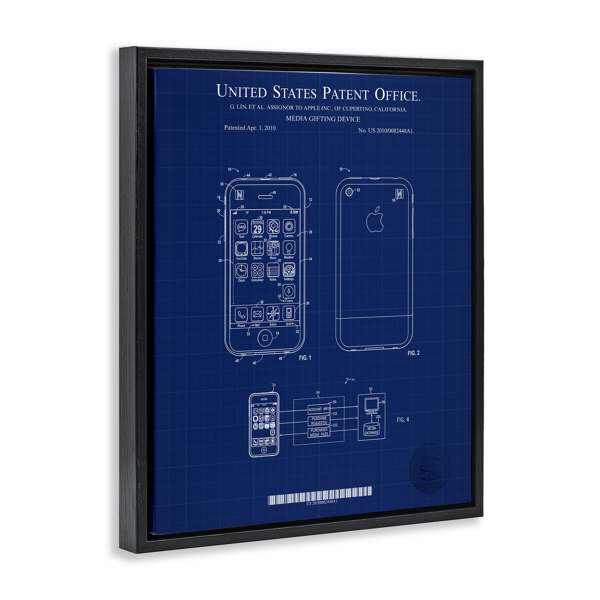 Stupell Industries Cell Phone Blueprint Typography Painting Black Floater Framed Art Print Wall Art, 17 x 21