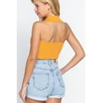 thumbnail image 4 of Halter Ruched Crop Sweater Knit Top, 4 of 5