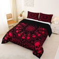 thumbnail image 2 of Castle Fairy Abstract Gothic Skull King Size Comforter Sets 3pcs,Boho Floral Damask Comforters King Size,Black Reds,1 Comforter and 2 Pillowcases,Black Reversible, 2 of 6