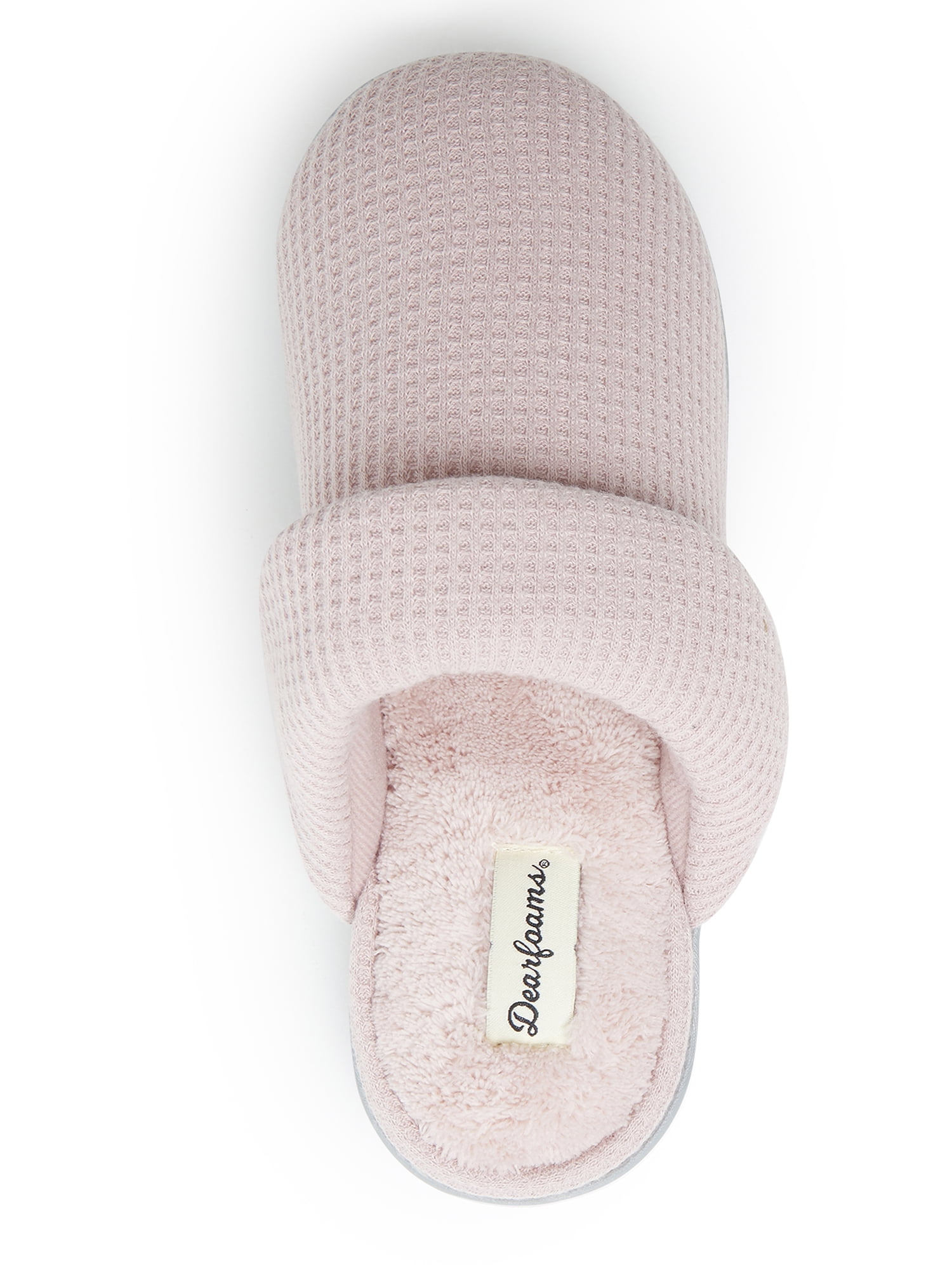 Dearfoams Women's Eleanor Waffle Knit Scuff with Memory Foam Slippers