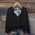 thumbnail image 4 of YDFCWXW Women's Long Sleeve Crew Neck Button Down Knit Cardigan Sweater for Fall Black, XL, 4 of 9