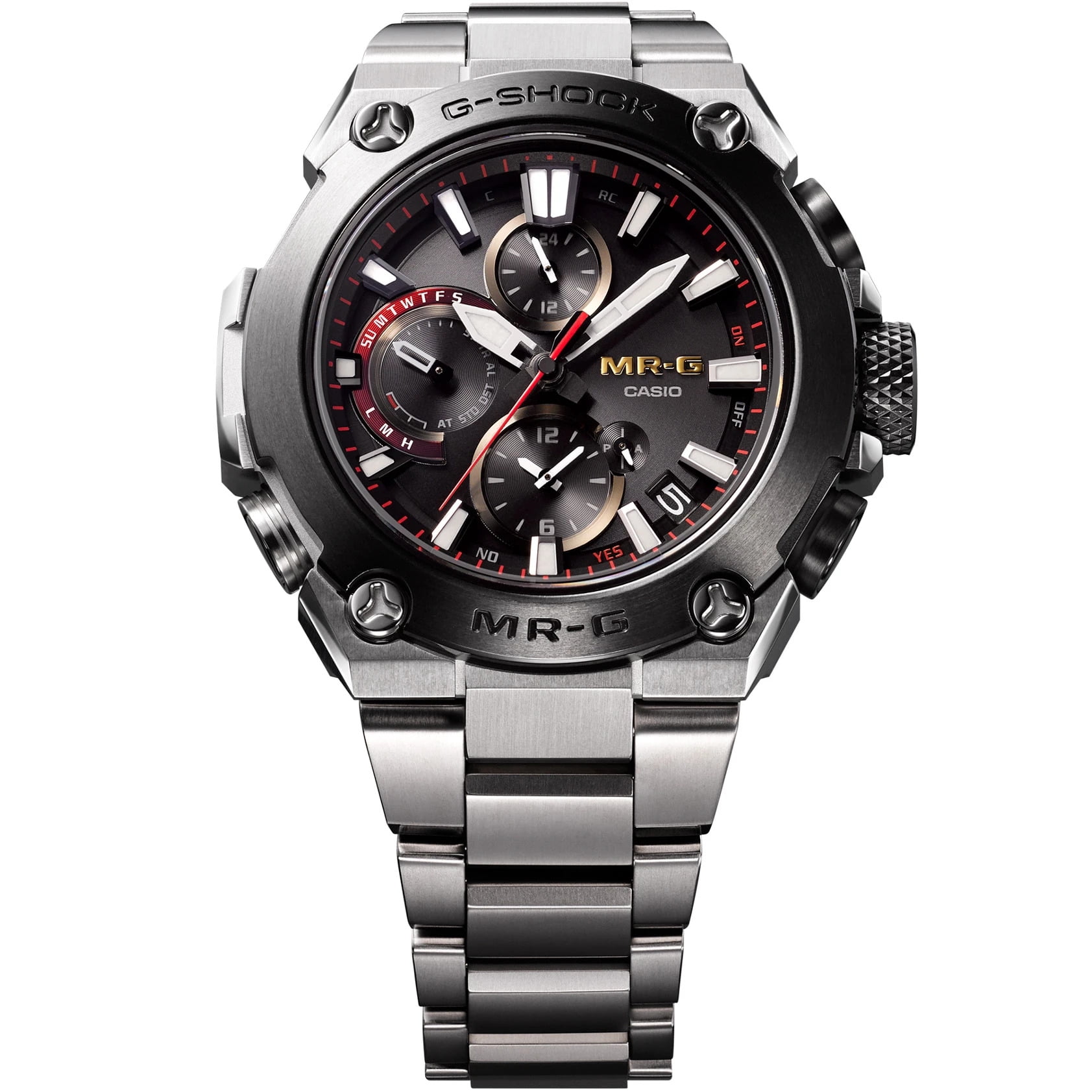 afhængige månedlige blik G-Shock MRG-B1000 Mid-Size Titanium Solar Connected Silver Black -  Walmart.com