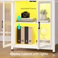 thumbnail image 5 of SEDETA L Shaped Desk with Drawers, 2 Person Desk with Full-Size Monitor Stand, Gaming Desk with LED Lights & Power Outlets, Corner Computer Desk with Glass Cabinet, White, 5 of 9
