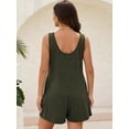 thumbnail image 4 of SWQZVT Rompers for Women Summer Clothes Sleeveless Jumpsuits with Pockets Crew Neck Tank Shorts Cotton Outfit Set Army Green L, 4 of 6