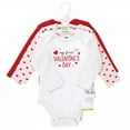 thumbnail image 2 of Hudson Baby Infant Girl Cotton Long-Sleeve Bodysuits, Valentine Sweetheart, 0-3 Months, 2 of 5