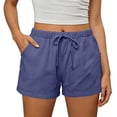 thumbnail image 2 of Women's Summer Shorts Elastic Waist Wide Leg Casual Shorts Womens Soft Athletic Lounge Sweat Shorts with Pockets Drawstring Workout Shorts, 2 of 6