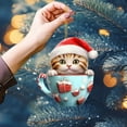 thumbnail image 6 of dajkiuy Acrylic Cat Ornaments for Christmas Tree, Cute Little Cat in Christmas Cup Christmas Ornaments for Indoor Home/Party/Mantel Decor, 6 of 8