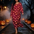 thumbnail image 5 of SELONE Plus Size Nightgowns for Women Long Maxi Sleepshirt Pumpkin Skeleton Long Sleeve Nightshirt Halloween Loungewear, 5 of 8