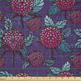 thumbnail image 2 of Ambesonne Vintage Fabric by the Yard Microfiber, Hand-drawn Chrysanthemums, 5 Yards, Purple Pink, 2 of 4
