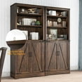 thumbnail image 3 of 71" Tall Farmhouse Kitchen Pantry with Adjustable Shelves, 5 Layers Pantry Storage Cabinet with 2 Barn Doors&Load-Bearing Steel Pipe for Kitchen, Dining Room, Living Room, Brown, 3 of 15