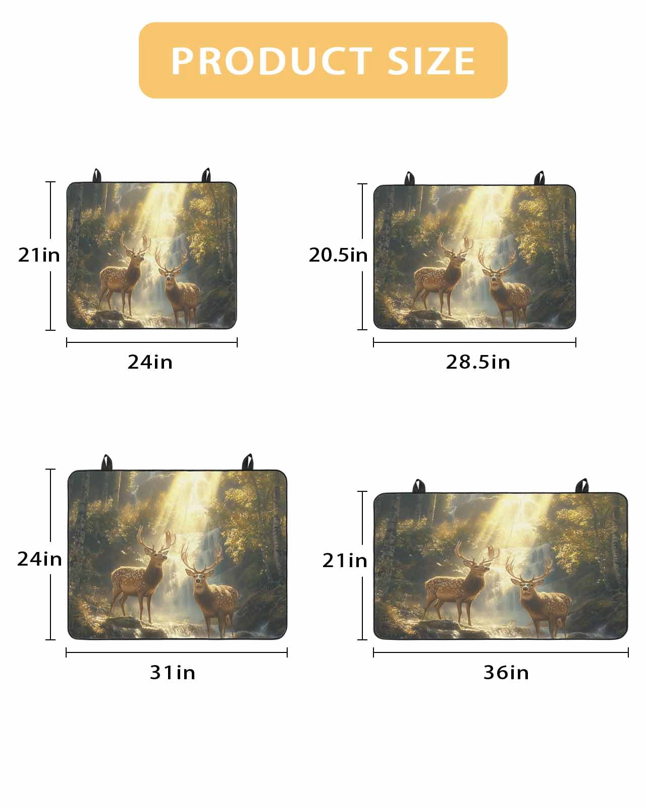 nqOlkjepod Large Induction Cooktop Protector Mat 24"x21", Golden Forest Deer Stove Top Covers for Electric Stove, Fantasy Vintage Nature Scenery Stove Burner Cover Mats, Glass Top Stove Cover