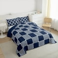 thumbnail image 3 of jejeloiu Geometric Plaid Bedding Comforter Set,Modern Minimalist Geometric Twin Comforter Sets,Deepblue Checkerboard Grid Bedding Set For Teens,Ultra Soft Home Decor Reversible,2pcs, 3 of 8