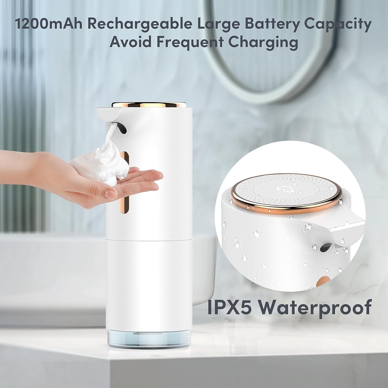 Soap Dispenser, Automatic Soap Dispenser, 3-Level Automatic Foaming Soap Dispenser, 10OZ Foaming Hand Soap Dispenser with Aromatherapy, USB Rechargeable Automatic Soap Dispenser for Bathroom,Kitchen