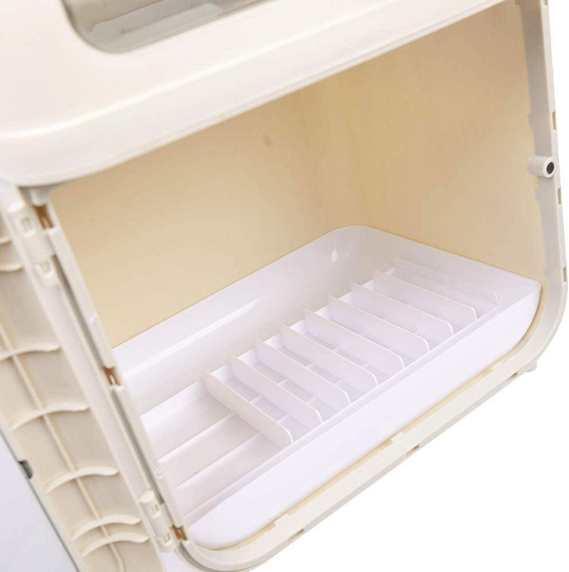 2-Tier Dish Drying Rack, Cup Dish Storage Box and Drain Board with Lid Cover, Kitchen Bottle Dryer Holder with Pot Lid Rack and Hook, 12.9 x 10.6 x 16.1in Counter Plate Cup Tray Cutlery Drainer
