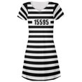 thumbnail image 1 of Costume Rayé de Prisonnier d'Halloween Old Time Juniors Robe de Plage à Col en V, 1 of 2
