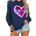 thumbnail image 2 of Viikei Women's Fall Winter Sweatshirts Crew Neck,Women's Round Neck Lover's Love Top Hoodie Long Sleeved Round Neck Top Navy M, 2 of 6