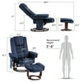 thumbnail image 6 of MCombo Swivel Recliner with Ottoman, Vibration Massage and Wood Base, Lounge Recliner for Living Room and Bedroom, Fabric, Blue, 6 of 9