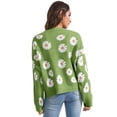 thumbnail image 4 of Floral Print Women V-Neck Long Sleeve Cardigan Button Knit Coat, 4 of 5