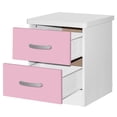 thumbnail image 4 of Pemberly Row Contemporary Faux Wood 2 Drawer Nightstand in Pink & White, 4 of 7