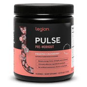 مكمل ما قبل التمرين Legion Athletics Pulse، توت أزرق، محلى بشكل طبيعي بدون إضافة سكر، 350 مجم كافيين، 20 وجبة، مسحوق طاقة وتركيز عالي الأداء