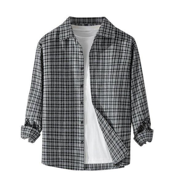 Aimik Flannel Shirt for Men Button Down Regular Fit Mens Flannel Shirt Long Sleeve Casual Plaid Flannel Shirt-Black XXL