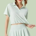 thumbnail image 3 of Mittory Women's Short Sleeve V-Neck Shirts Collared Lightweight Loose Fit T Shirt Cropped Tennis Golf Tops, 3 of 5