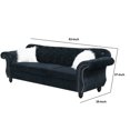 thumbnail image 3 of 93 Inches Nailhead Trim Velvet Sofa with Crystal Tufting, Black, 3 of 5