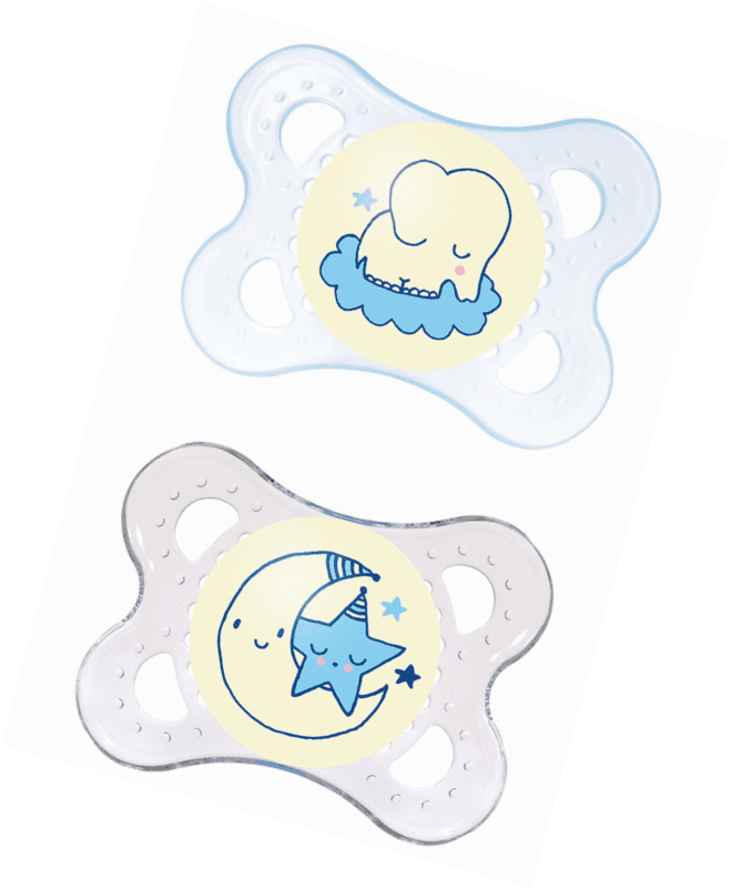 MAM Night Orthodontic Pacifier, Boy, 0-6 Plus Months, 2-Count