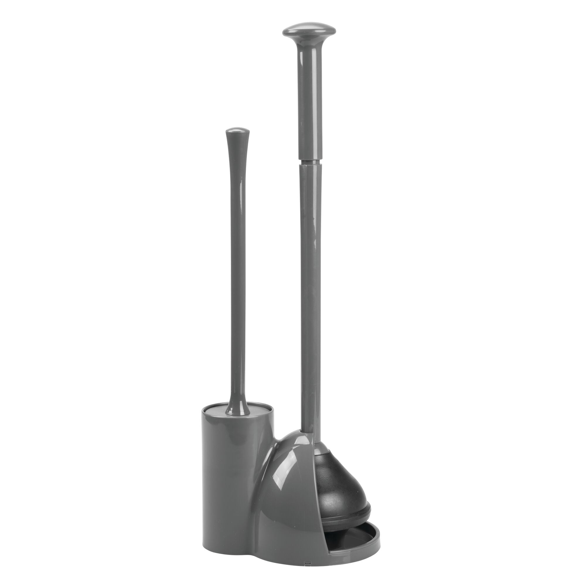 mDesign Hidden Plunger and Brush Set for Toilet Bowl - Charcoal Gray