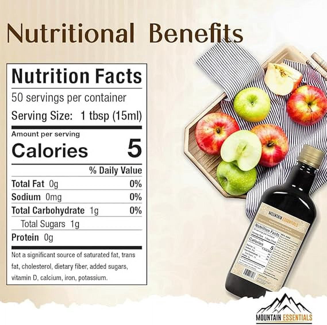 Mountain Essentials Natural Wellness Recipe Apple Cider Vinegar Juice, 25 oz Bottle (Pack of 4)