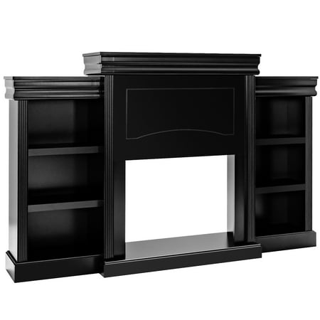 Costway 70 Fireplace TV Stand Modern Media Entertainment Center Bookcase Black