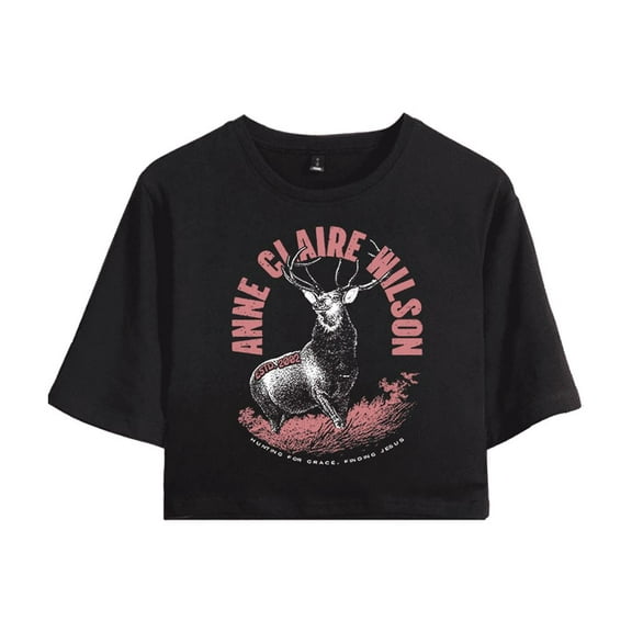 Anne Wilson Merch Deer Crop Top T-shirt Suits Girls Women Country Music Short Sleeve Tees