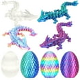 thumbnail image 2 of 3D Printed Dragon Egg Gift Set - 4 Poseable Crystal Dragon Figurines with Moving Joints,Multi-Color Fantasy Toys for Collectors & Decor, 2 of 5
