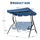 thumbnail image 3 of Columpio de Jardín + Terraza Exterior – Banco para 3 Personas 275kg, Estructura de Acero con Toldo Ajustable, Color Azul a Rayas – Cojines Impermeables – Ideal para Patio y Áreas Exteriores, 3 of 8